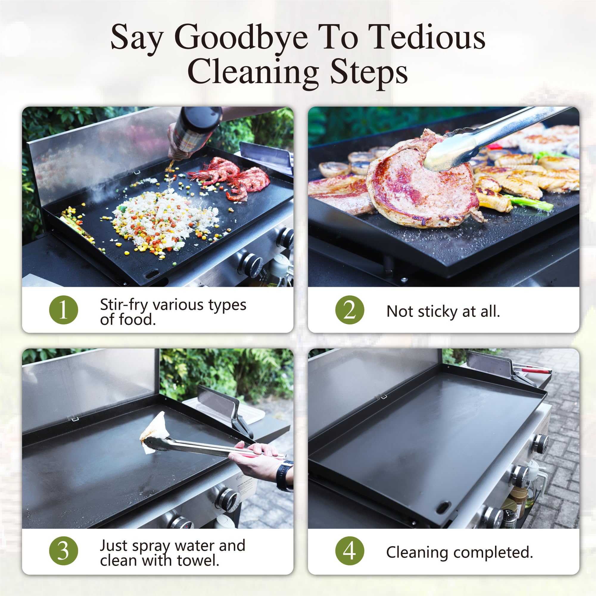 28-Inch Flat Top Grill with Ceramic Coated Cast Iron Griddle, 3-Burner Propane Gas BBQ Griddle, Portable Outdoor Barbecue Grill,33,000 BTU,Black