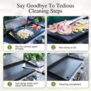 28-Inch Flat Top Grill with Ceramic Coated Cast Iron Griddle, 3-Burner Propane Gas BBQ Griddle, Portable Outdoor Barbecue Grill,33,000 BTU,Black