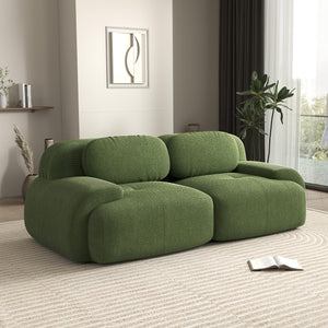 81.8 Inch Modular Sectional Sofa, Loveseat Cloud Couch with Deep Seat, Boneless Couch with Pillows for Living Room Apartment, Green