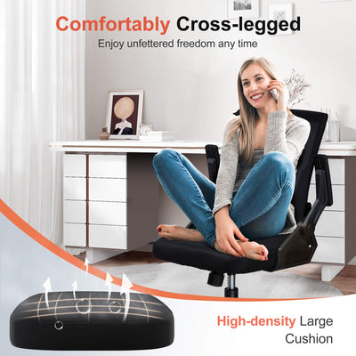 Ergonomic Office Chair with Flip-up Armrests Executive Computer Chair for Home Office, Breathable Mesh & Comfy Lumbar Support, Black