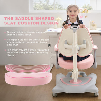 Kids Desk Chair,Ergonomic Chair: Height-Adjustable, Double Back Support – Multifunctional for Study/Work/Dining | Ideal for Kids, Petite Adults – Ultra-Comfy (Bedrooms, Schools, Offices)(Pink)