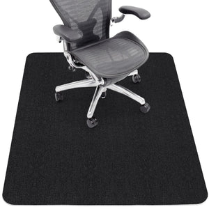 Office Chair Mat for Hardwood Floor,Office Computer Gaming Chair Mat for Tile Floor,Large Floor Protector Rug,Anti-Slip,Easy to Clean,Pure Black(48