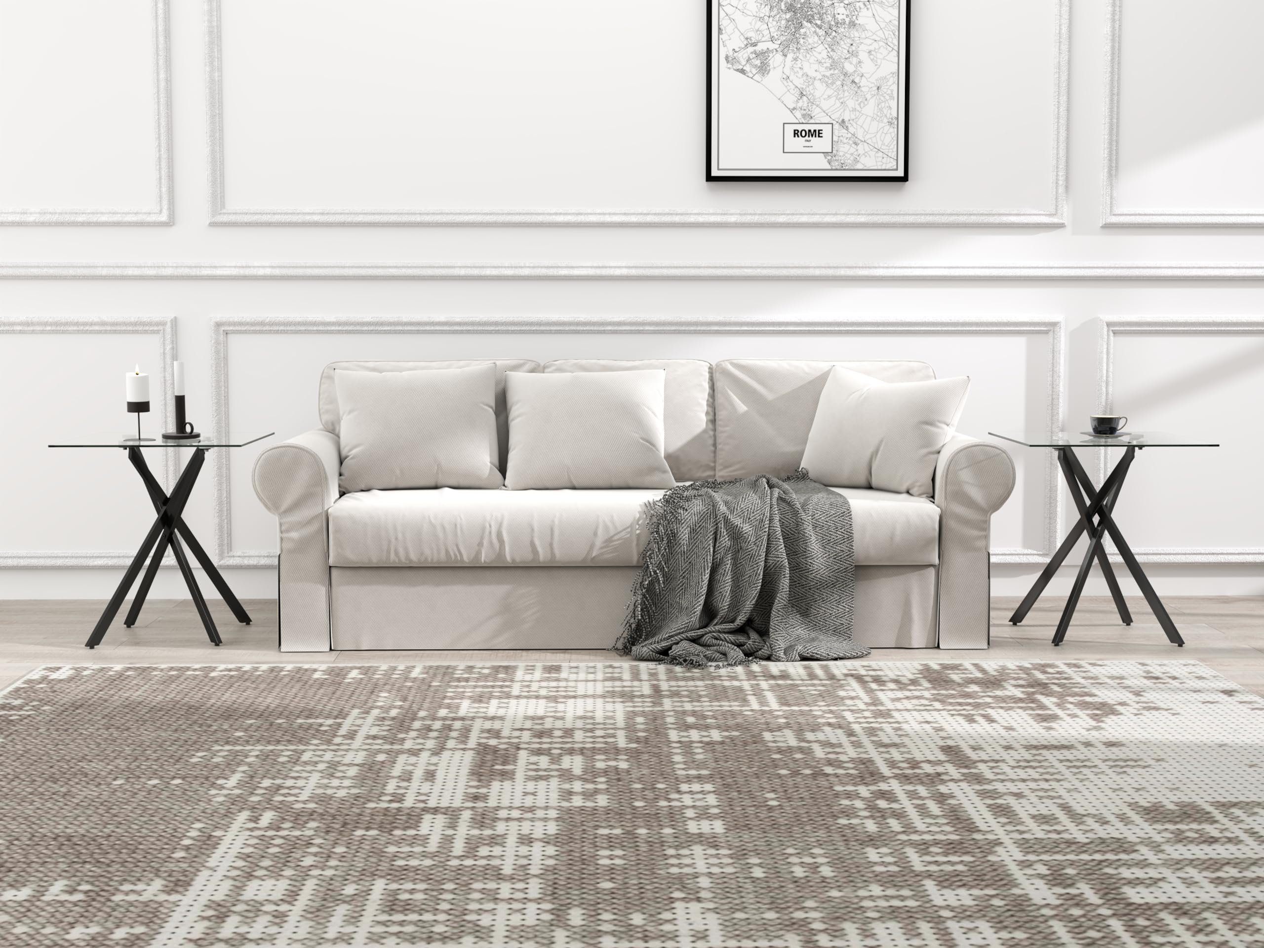 Small Side Coffee Table Set of 2 with Metal Legs, Tempered Glass Square Modern End Table for Living Room Sofa Home Office (2 Pieces, Black, 20"×20"×22")