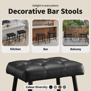 Bar Stools Set of 2, 24 Inch Bar Stool for Kitchen Island, Modern Counter Height Bar Stools for Kitchen Counter, Bar Chairs with Sturdy Metal Base and Adjustable Foot Pins, Black
