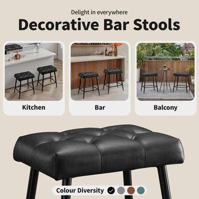 Bar Stools Set of 2, 24 Inch Bar Stool for Kitchen Island, Modern Counter Height Bar Stools for Kitchen Counter, Bar Chairs with Sturdy Metal Base and Adjustable Foot Pins, Black