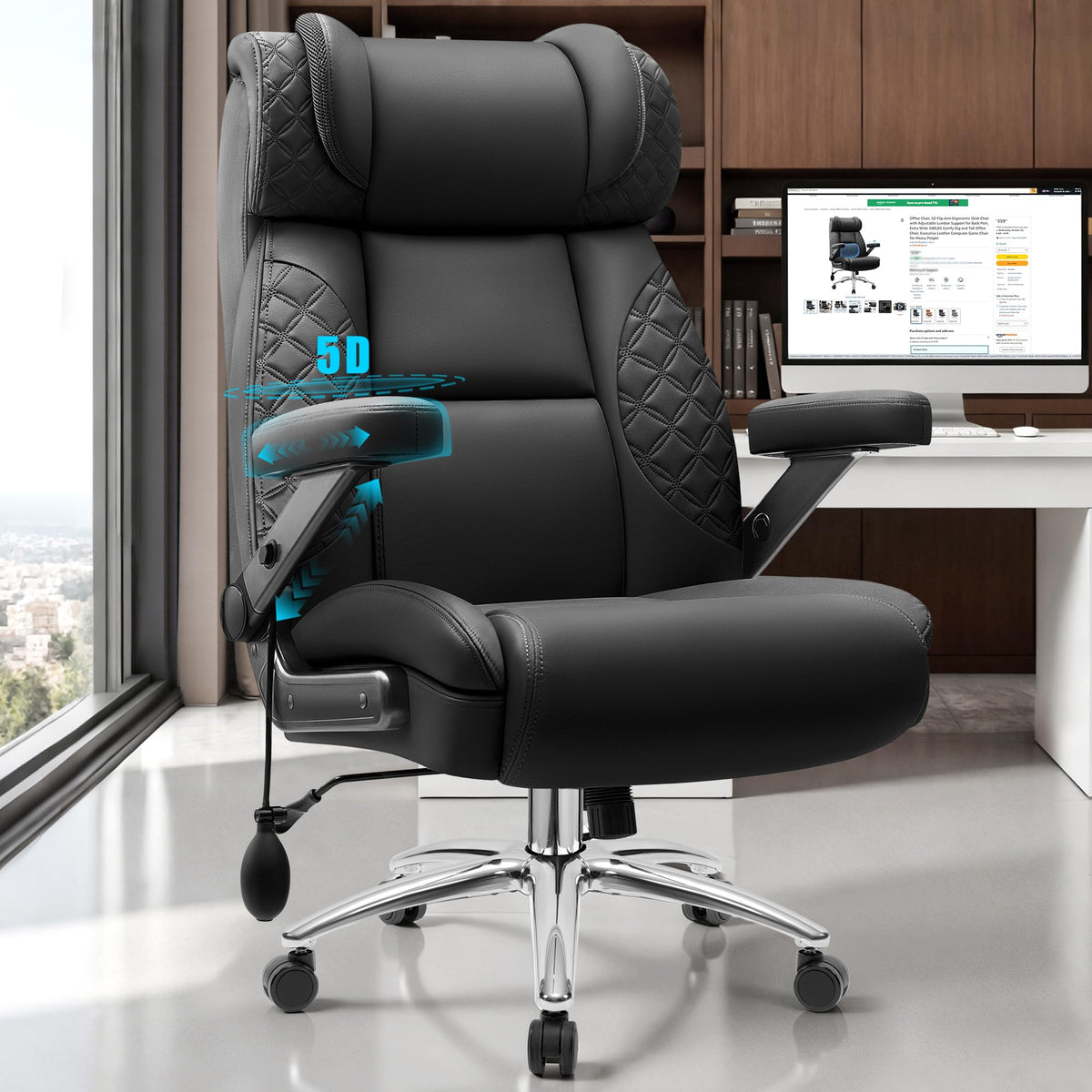 Extra Large Rocking Office Chair Office Chair Big and Tall, Desk Computer Chair for Heavy People, Overs ...