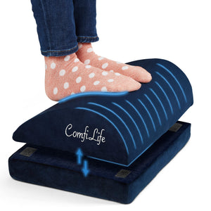 Foot Rest for Under Desk at Work – Adjustable Desk FootRest for Office Chair, Gaming Accessories – Ergonomic Teardrop Design for Back, Hip & Leg Pain Relief – 100% Memory Foam (Navy)