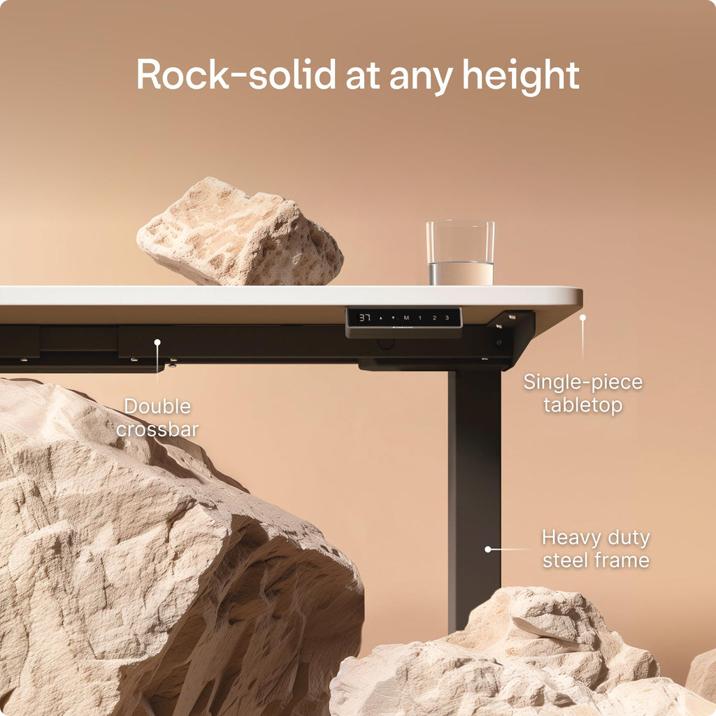HomePro Standing Desk 54x28 — Made in Europe, Ergonomic Sit Stand Home Office Desk, Electric Height Adjustable, Dual Motor, USB & USB-C Charging, Wobble-Free, Touchscreen, 3 Memory Presets