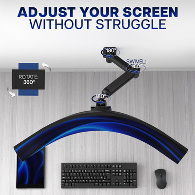 Premium Ultrawide Monitor Counterbalance Wall Mount for up to 49 inch Screens, Holds 44 lbs, Full Motion, Max VESA 100x100, Black, MOUNT-V101V