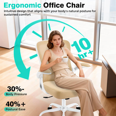 Office Chair - Ergonomic Breathable Mesh Desk Chair with Adjustable Lumbar Support and Flip-up Armrests - Executive High Back Rolling Swivel Comfortable Computer Gaming Chair for Home Office