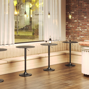 Bar Table, Height-Adjustable Round Pub Table 27-35.4 Inches, Cocktail Table with Sturdy Base, Modern Style, Easy to Assemble, Suitable for Small Space, Black
