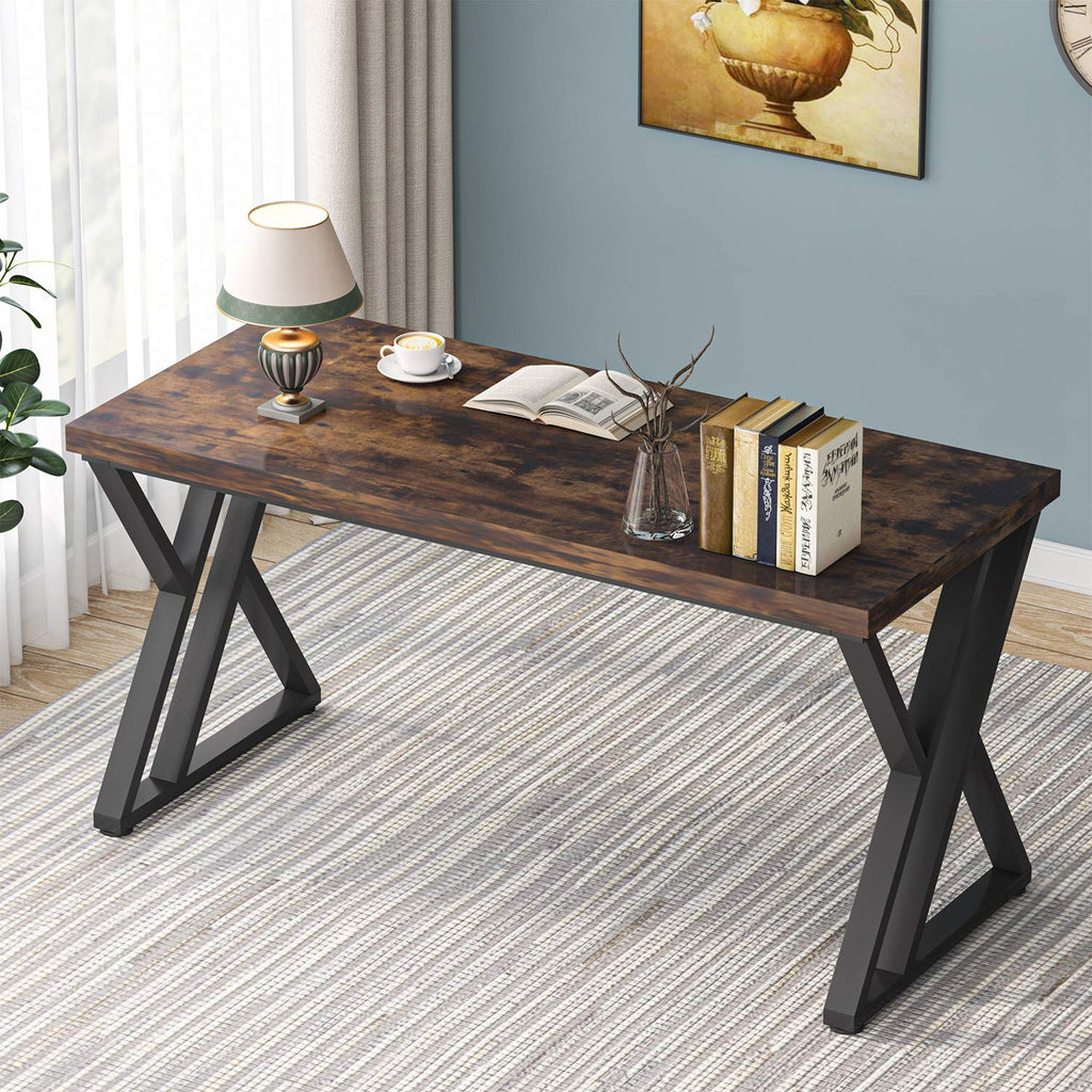 55 Inch Large Simple Industrial Computer Desk Study Writing Table Home Office Workstation,Rustic Brown