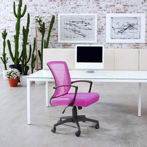 Office Chair Ergonomic Computer Desk Mesh Chair Mid Back Swivel Lumbar Support with Armrest (2, Pink)