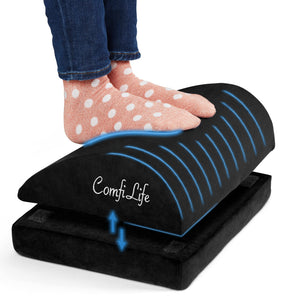 Foot Rest for Under Desk at Work – Adjustable Desk FootRest for Office Chair, Gaming Accessories – Ergonomic Teardrop Design for Back, Hip & Leg Pain Relief – 100% Memory Foam (Black)