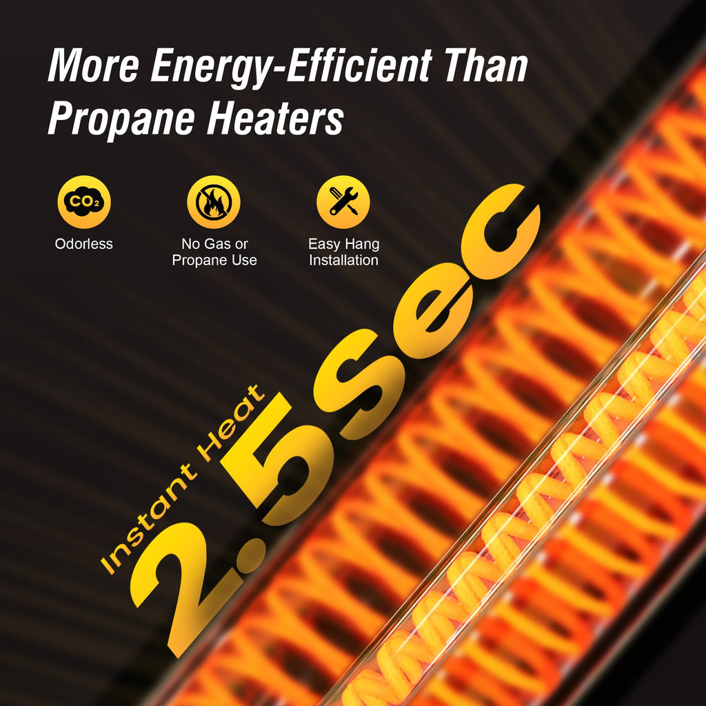 Outdoor Heaters for Patio Electric with Tripod Stand, 1500W Infrared Electric Patio Heater, IP65 Rated, 4 Heat Levels & 24H Timer with Remote, For Covered Outdoor/Indoor & Spot Heating