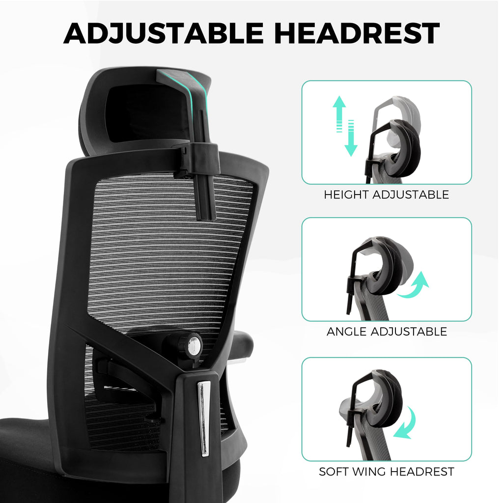 Big and Tall Office Chair 700lbs with Ergonomic W Wide Thick Seat Cushion, Oversized Mesh Desk Chair with Adjustable Lumbar for Heavy People, Computer Chair with 4D Armrest Headrest Footrest