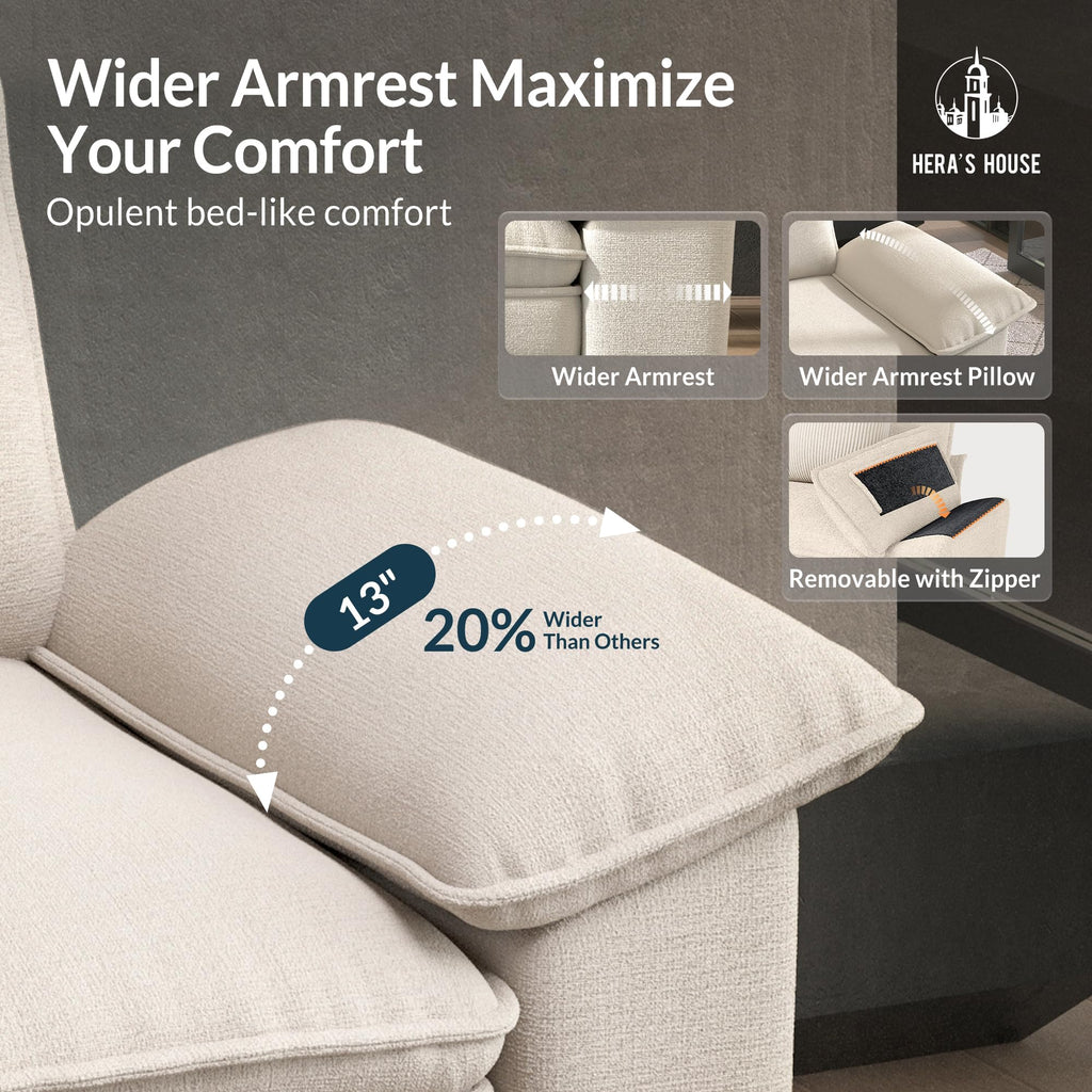 124" Modular Sectional Sofa, Oversized U Shaped Couches for Living Room, Comfy Cloud Couch with Ottoman, 5-Seater Deep Seat Sofa with Throw Pillow, Chenille Beige