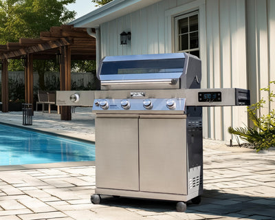 4+1 Liquid Propane Gas Smart BBQ Grill, 4 Burners & 1 Side Burner, Denali 405 Stainless Steel with Smart technology, Knob Controls, Outdoor Use