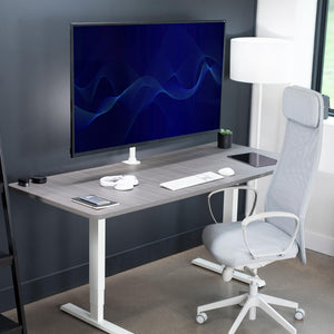 Ultra Wide TV Desk Mount for up to 55 inch Screens Weighing 66 lbs, Full Motion Height Adjustable Single Television Stand, White, STAND-V155CW