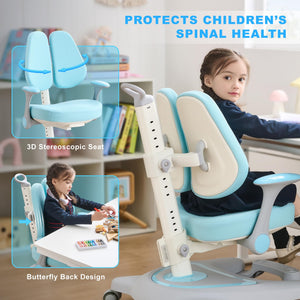 Kids Desk Chair,Ergonomic Chair: Height-Adjustable, Double Back Support – Multifunctional for Study/Work/Dining | Ideal for Kids, Petite Adults – Ultra-Comfy (Bedrooms, Schools, Offices)(Blue)