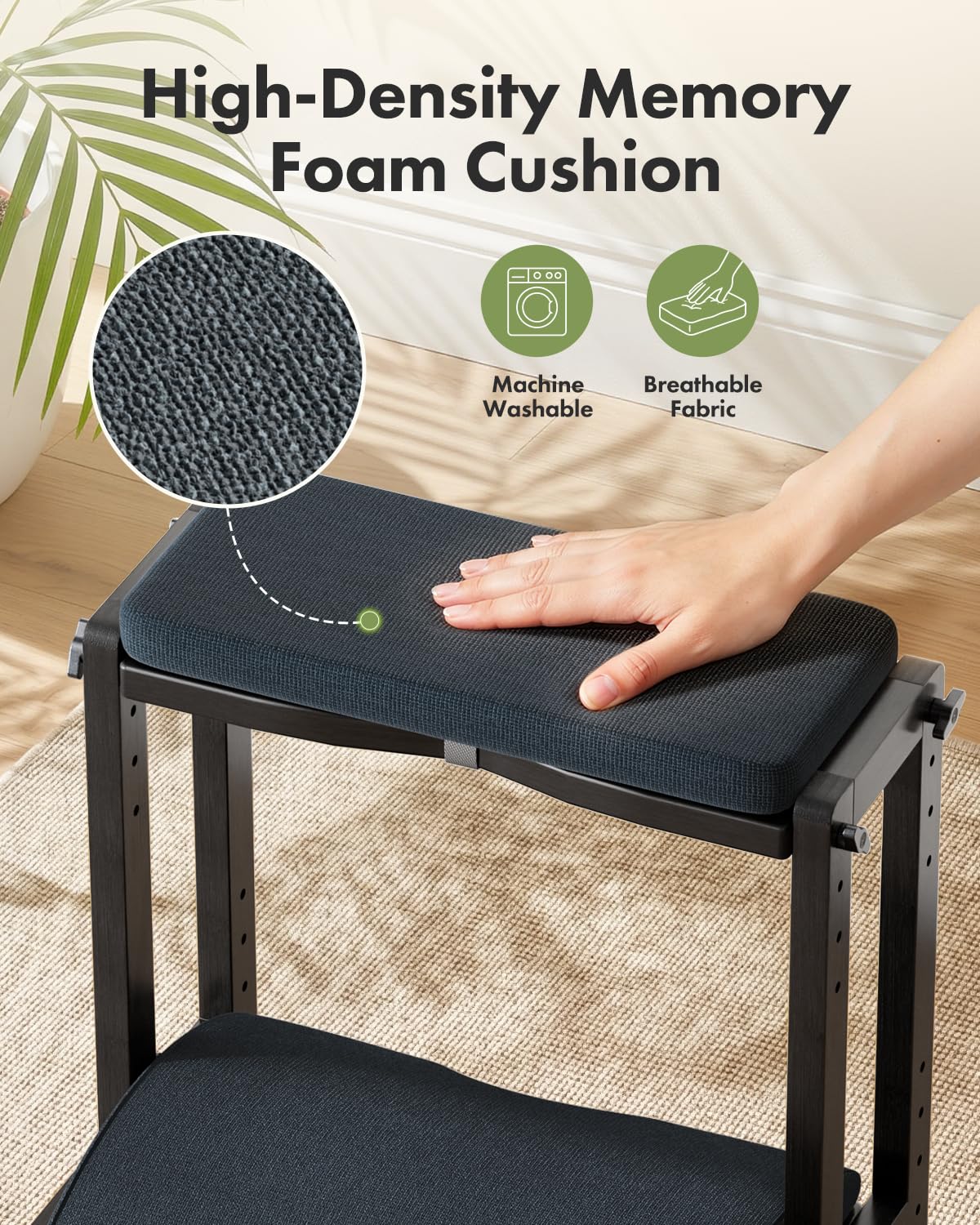 Double Step Foot Rest for Under Desk, 4 Adjustable Heights Bamboo Under Desk footrest with Soft Cushion, Dual-Layer Desk Foot Stool for Office Home Gaming, Natural Wood Foot Rests for Work