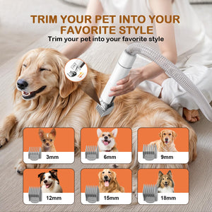 Dog Grooming Vacuum, Dog Grooming Kit with Pet Clipper Nail Grinder, 6 Pet Grooming Tools (Mushroom)