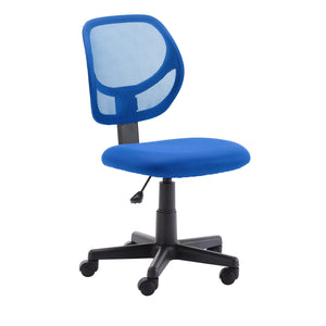 Low Back Office Chair, Breathable Mesh, Height Adjustable, Padded Seat, Rolling Wheels, Swivel, Blue, 21.25