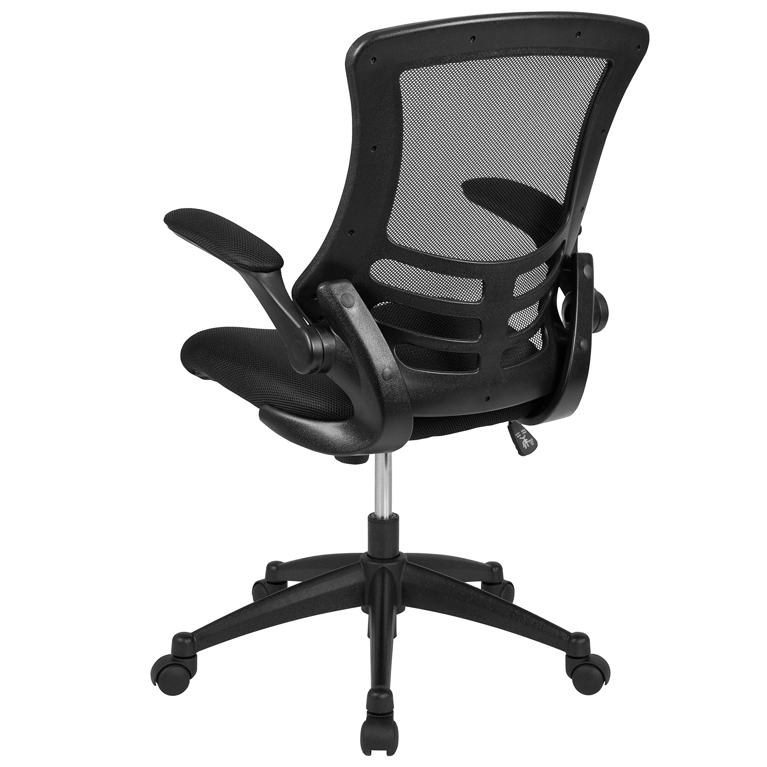 Set of 5- Mid-Back Black Mesh Swivel Ergonomic Task Office Chair with Flip-Up Arms