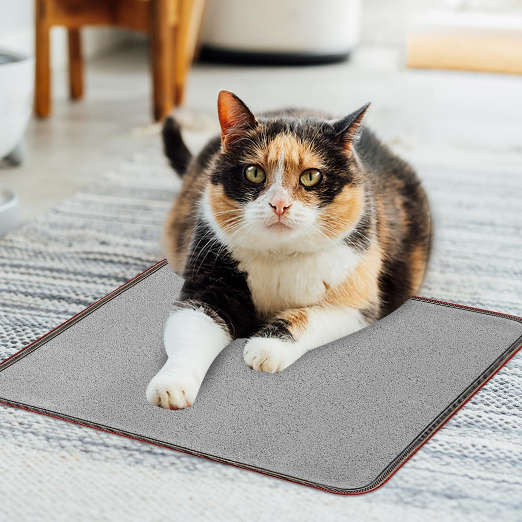 PVC 110V Heated Floor Mat Heater for Foot Warmer Under Desk 22 x 20 Inch Electric Heating Pad Energy Saving Carpet Pad Indoor Floor Heated Rug for Home Office Bathroom House Gray