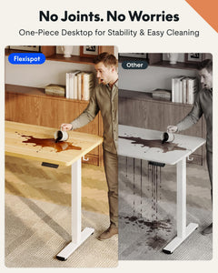 EN1 One-Piece Standing Desk, Electric Adjustable with 4 Memory Presets, 176 LBS Capacity, Stable & Quiet, Seamless Desktop for Home Office & Dual Monitors, 40