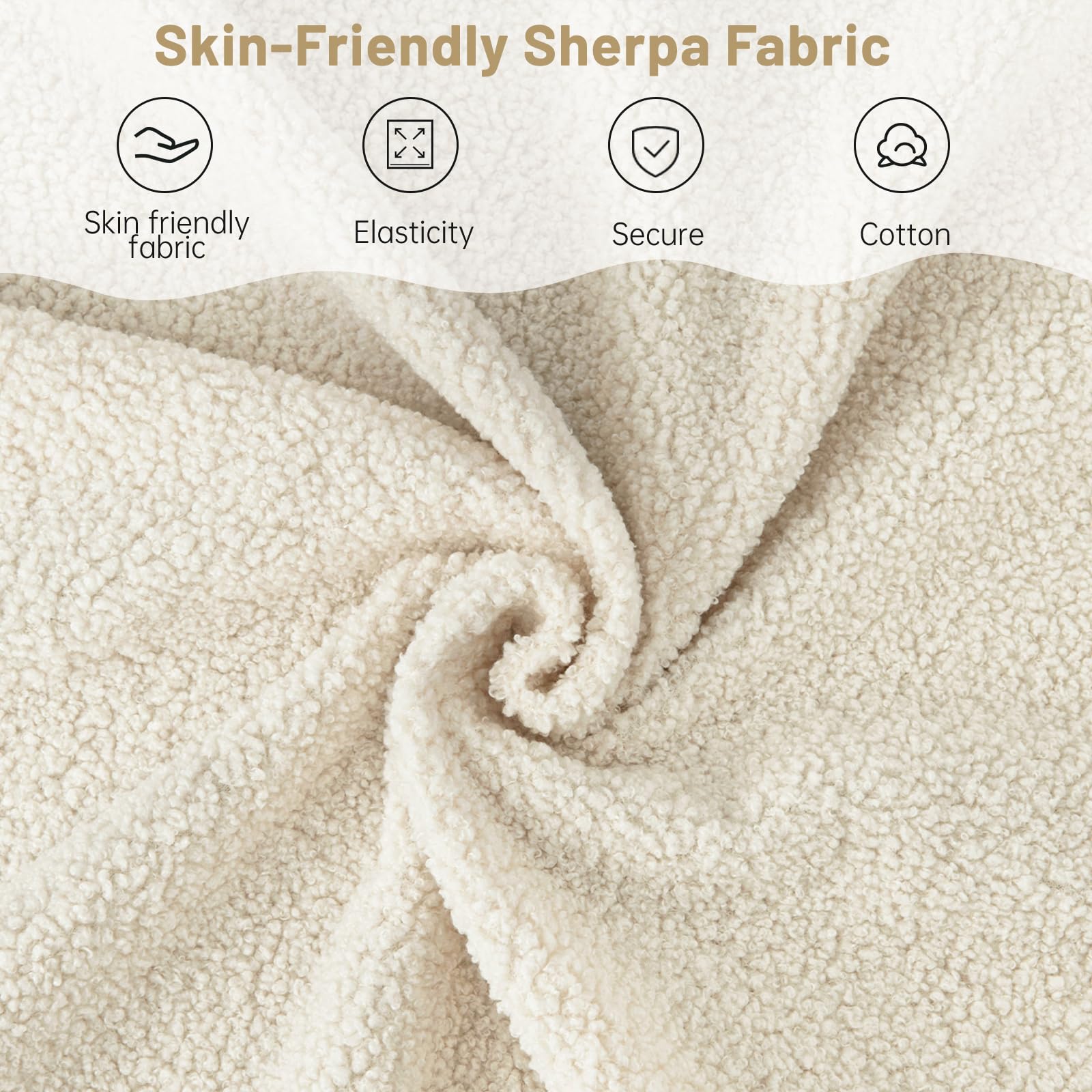 Boucle Accent Chair for Living Room, Upholstered Reading Chair with High Backrest, Tufted-Button Wingback Armchair for Bedroom, Dressing Room, Home Office, Ivory White, Set of 2