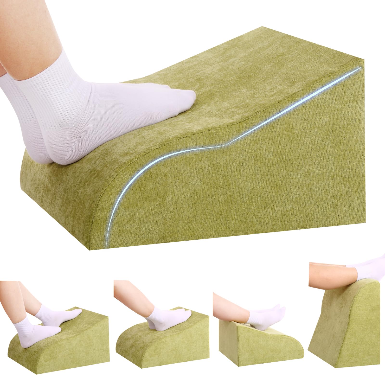 Foot Rest for Under Desk at Work, Ergonomic Under Desk Footrest with Washable Cover for Office, Home & Gaming Leg Elevation Pillow Fruit Green