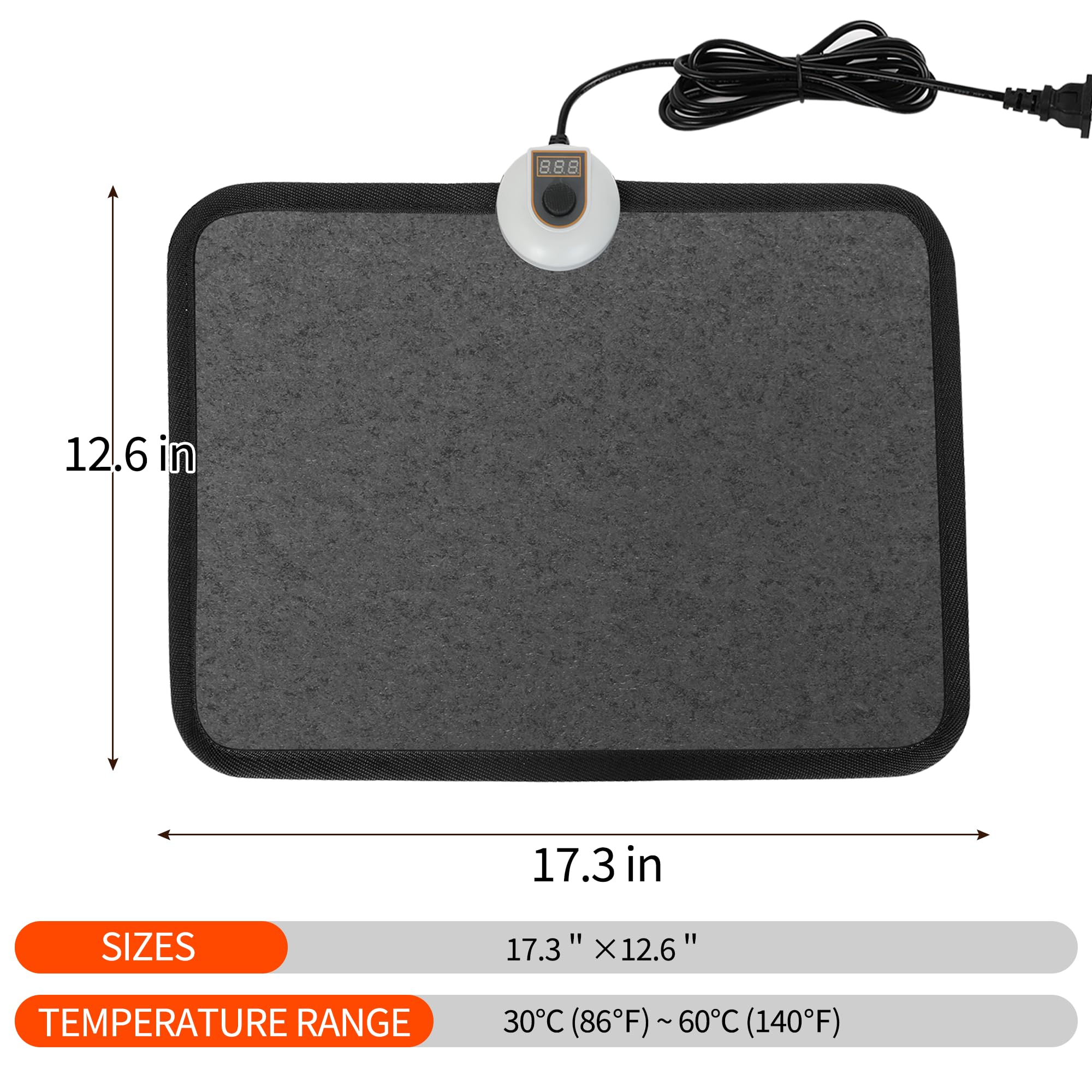 Heated Floor Mat Under Desk for Foot Warmer - 7 Temp Settings & 55w Heating Pad - Heated Feet Rest for Home Office Desk,Energy Saving Feet Warmers for Home/Work/Office - Black