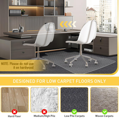 Heavy Duty Office Chair Mat for Carpet Floors & Desk Mat for Carpeted Floors - Clear Floor Protector with Extended Lip | Slip-Resistant, Easy Glide 36