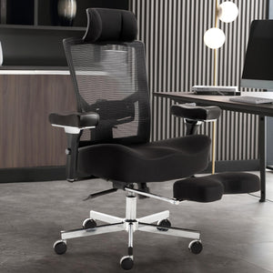 600lbs Big and Tall Office Chair,Oversized Ergonomic Breathable Mesh Desk Chair with W-Shape Thicken Seat Cushion,Computer Chair with Adjustable 4D Armrest,Lumbar Support Footrest Headrest
