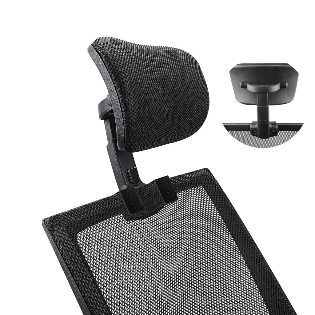 Office Chair Headrest Attachment Universal, Head Support Cushion for Any Desk Chair, Elastic Sponge Head Pillow for Ergonomic Executive Chair, Adjustable Height & Angle Upholstered, Chair Not Included