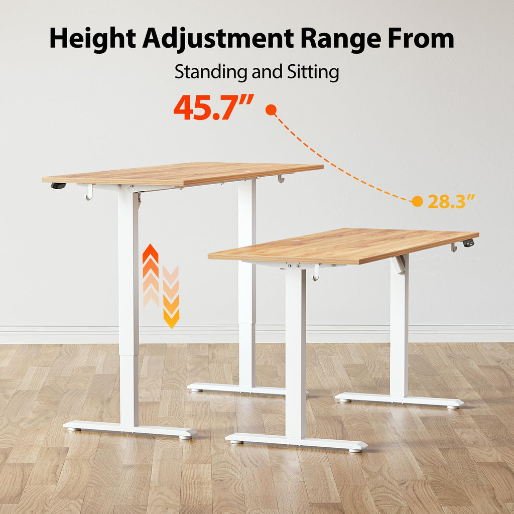 Electric Standing Desk, 48 x 24 Inches, Light Rustic Brown