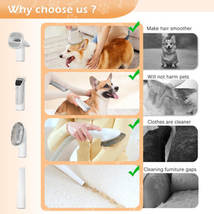 Dog Grooming Vacuum, Pet Grooming Vacuum Kit 2.3L Suction 99% Pet Hair with 5 Tools for Dog Cat for Shedding Grooming, Low Noise (Grey & White)