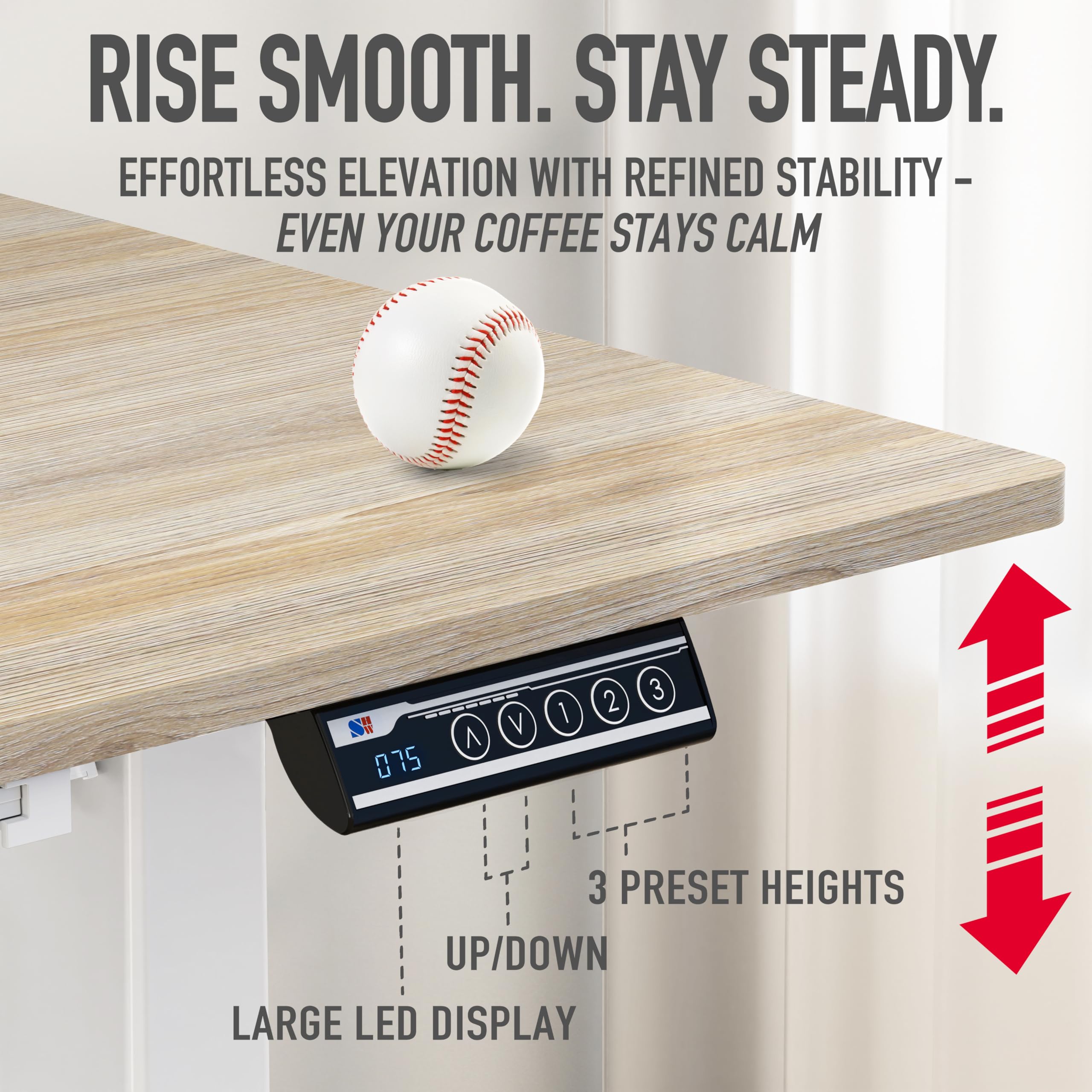 55 x 28 Inches Electric Height Adjustable Standing Desk with Drawer and Memory Preset, Maple