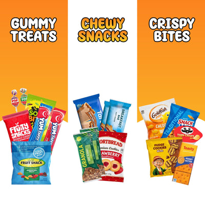 Snack Box Variety Pack (150 Count) - Bulk Snacks Variety Pack for Adults, Kids & Teens - Snacks Candy Gift Box with Chips, Cookies & Bars - Care Packages for College Students, Office & Birthdays