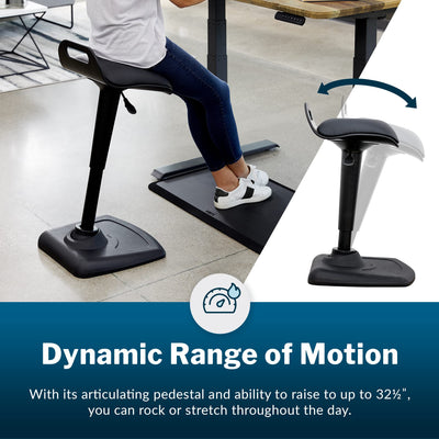 Active Seat - Adjustable Ergonomic Standing Desk Chair for Adults - Portable Home Office Furniture, Comfortable Wobble Stool with Dynamic Range of Motion - Fully Assembled