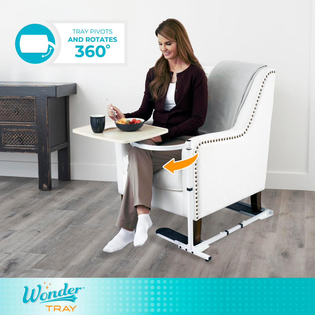 Wonder Tray, Adjustable Swivel Table, Large Laptop Stand, Couch Desk, Side Tables & Gaming Bench, TV-Trays for Eating on Couches, Chairs, Recliners, Maple