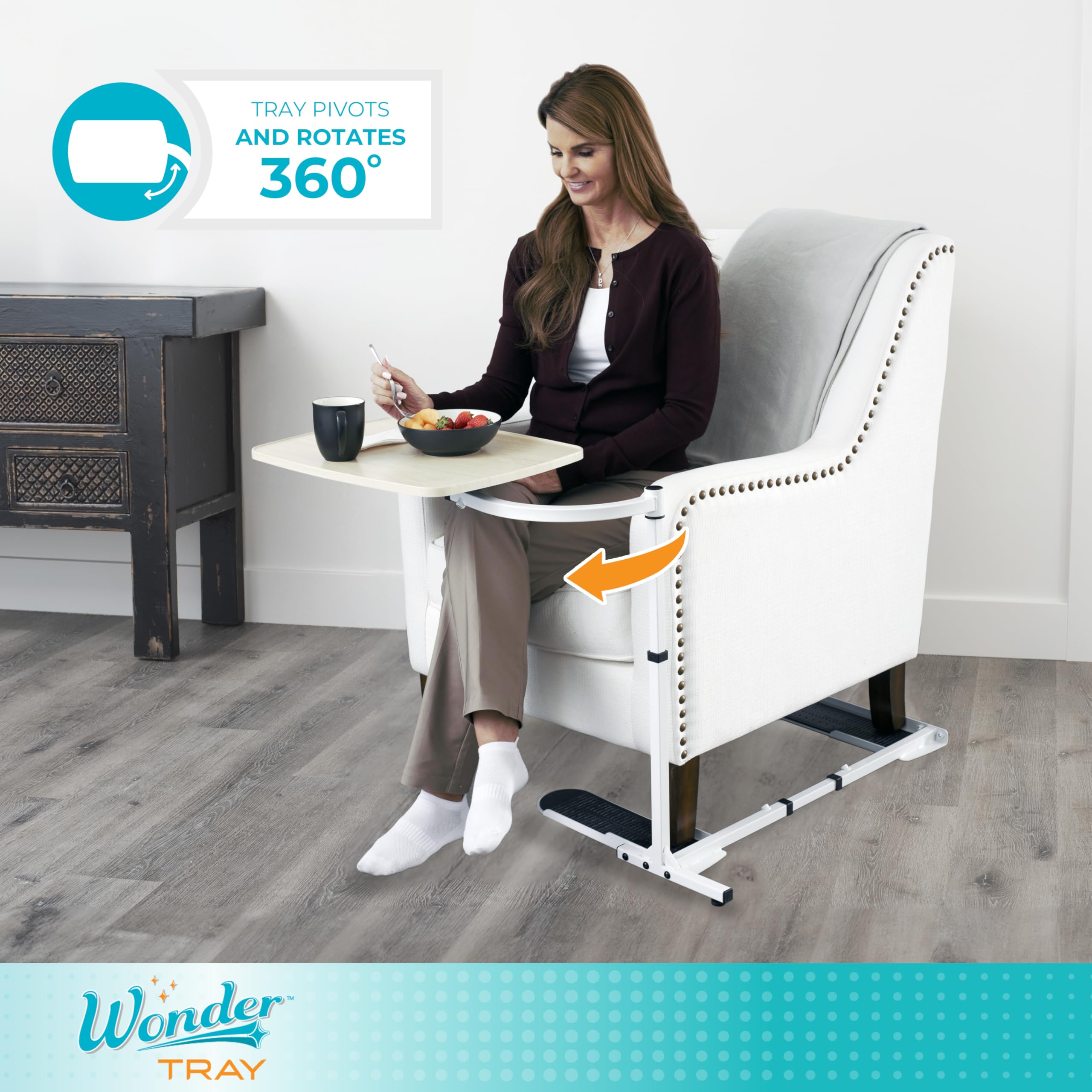 Wonder Tray, Adjustable Swivel Table, Large Laptop Stand, Couch Desk, Side Tables & Gaming Bench, TV-Trays for Eating on Couches, Chairs, Recliners, Maple