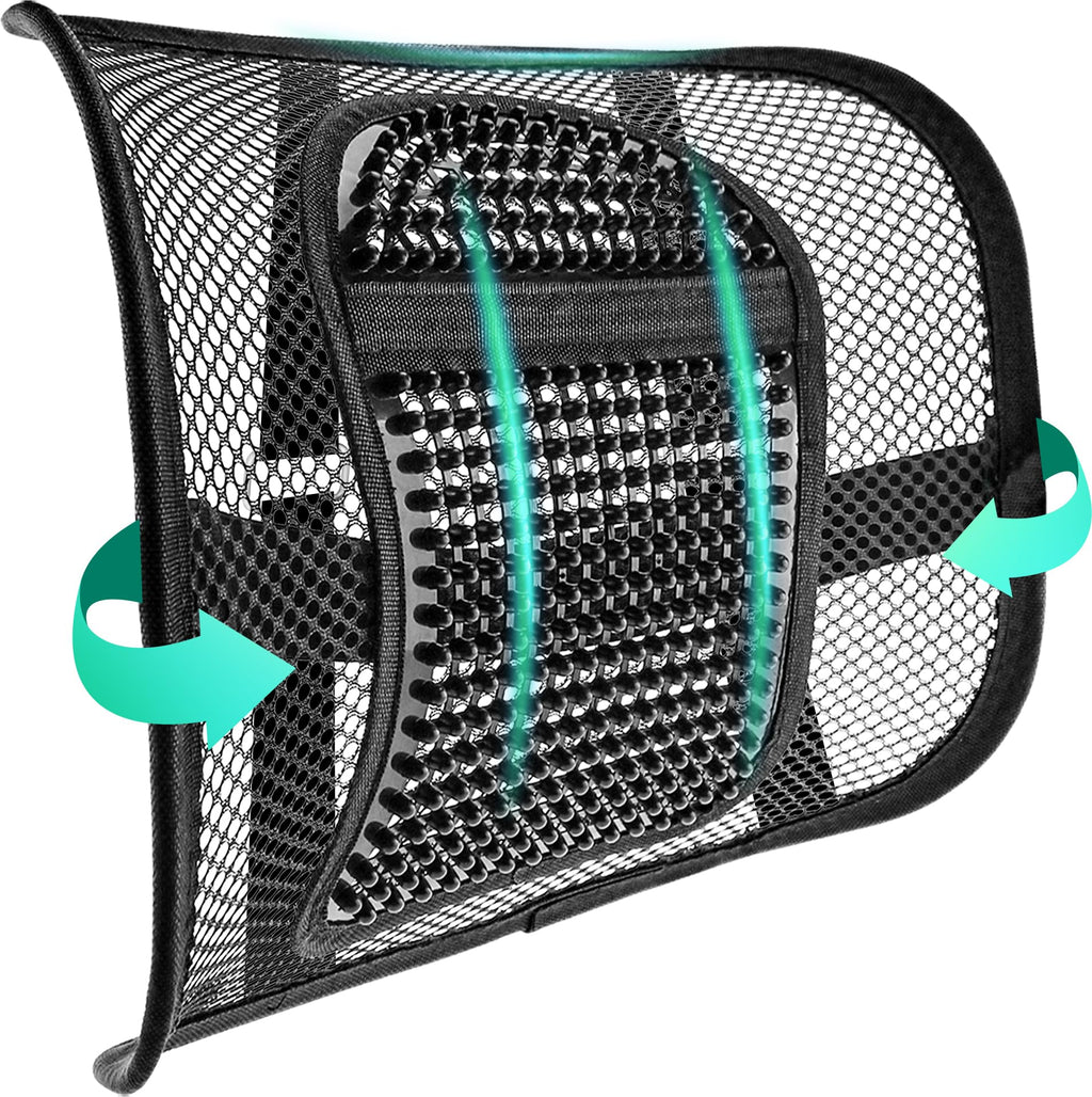 Mesh Back Lumbar Support, Back Support Seat Cushion with Breathable Mesh for Office Chairs Car 12” x 16”