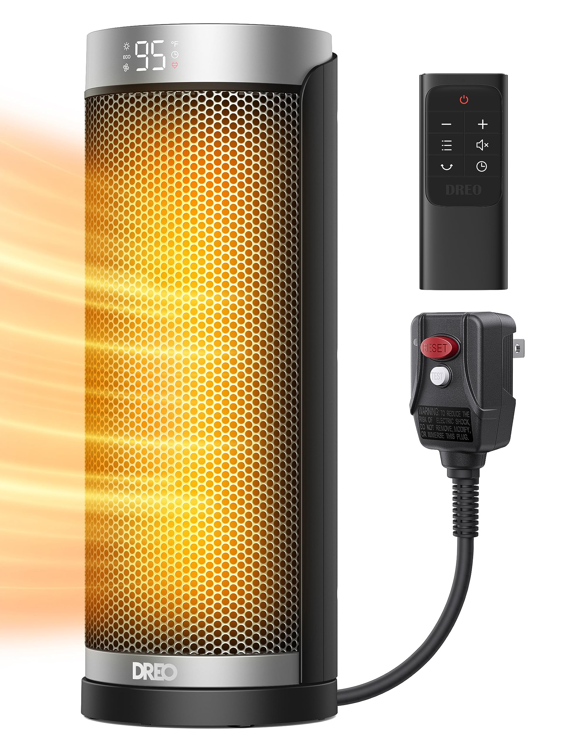 Space Heater for Bathroom and Indoor, 70°Oscillating, 5 Modes, Remote for Home Bedroom, 12H Timer, with ALCI Safety Plug