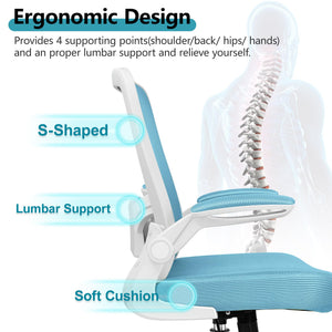 Office Chair, Ergonomic Desk Chair Breathable Mesh Chairs Adjustable High Back Lumbar Support Flip-up Armrests, Executive Rolling Swivel Comfy Computer Chairs Home Office Blue