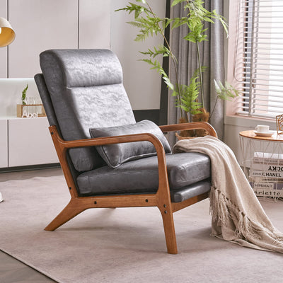 High Back Microfiber Dark Grey Accent Chairs Set of 2, Upholstered Mid Century Modern Lounge Chairs Reading Chairs Side Sitting Chair Farmhouse Armchairs for Living Room, Bedroom, Guest Room
