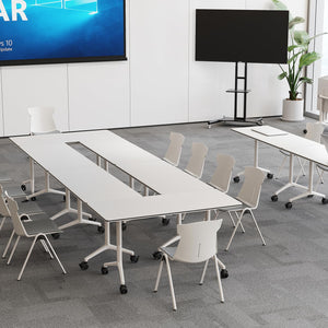 Folding Conference Room Tables 4 Pack, Foldable Modern Mobile Meeting Table Desk Training Table 6FT Large Rolling OfficeTable for Conference Training Classroom (4, 47.2