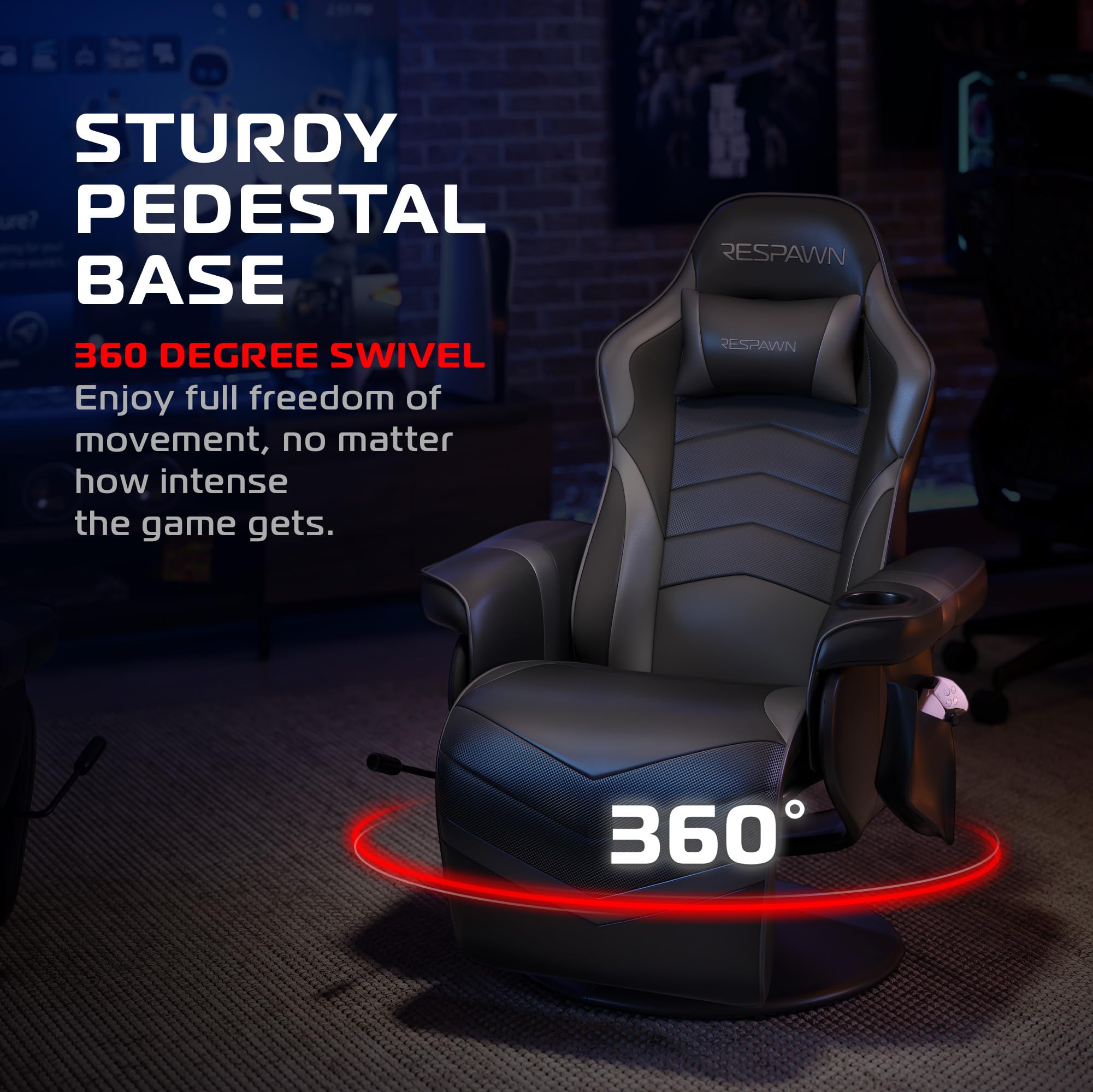 900 Console Gaming Recliner with Footrest and Lumbar Support - Comfortable Ergonomic Gaming Chair with Headrest, No Wheels, Reclining, Heavy Duty, Racing Style Video Game Chairs - Gray