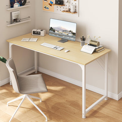 Computer Desk, 48 Inch Office Desk, Gaming Desk with Storage, Writing Desk Work Desk for Home Office, Study, Modern Simple Desk, Large Legroom, Metal Frame, Maple